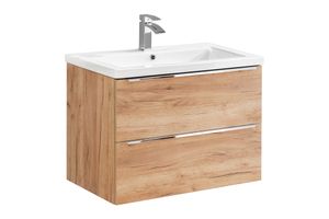 Comad Capri Oak badkamermeubel 80cm met witte wastafel en kraangat eiken