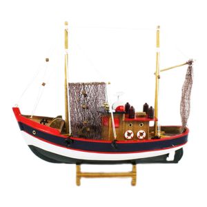 Vissersboot schaalmodel - Hout - 32 cm - Maritieme boten decoraties voor binnen