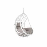 Hangende tuinstoel DKD Home Decor 90 x 70 x 110 cm Grijs Metaal Synthetische rotan Wit