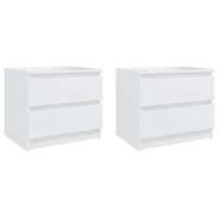 VidaXL Nachtkastjes 2 st 50x39x43,5 cm bewerkt hout wit - thumbnail