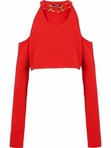 Balmain haut en maille à épaules dénudées - Rouge