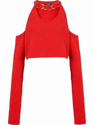 Balmain haut en maille à épaules dénudées - Rouge