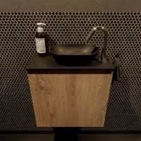 Mondiaz Fowy toiletmeubel 50cm washed oak met blad en waskom urban rechts 1 kraangat