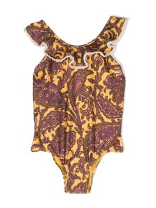 ZIMMERMANN Kids maillot de bain Tiggy volanté à motif cachemire - Jaune