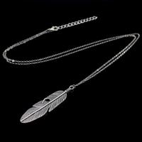 Eenvoudige klassieke hanger ketting veren ketting lange trui keten sieraden choker ketting voor vrouwen (zilver)