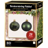 Donkergroene Kerstversiering Kerstballen 24-delig 6 cm - Kerstbal - thumbnail