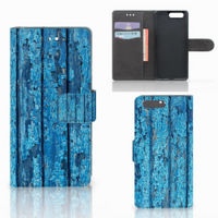 Huawei P10 Book Style Case Wood Blue - thumbnail