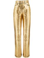Ferragamo pantalon taille-haute à patch logo - Or