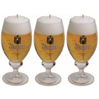 Bierglas kaars - 3x - Duits Stauder bier - H15 cm - gadget - Bierkaars cadeau
