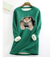 Crew Neck Cat Casual Warmth Sweatshirt - thumbnail