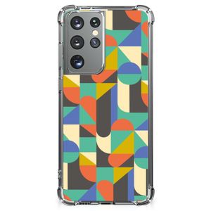 Samsung Galaxy S21 Ultra Doorzichtige Silicone Hoesje Funky Retro