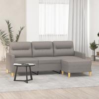 Driezitsbank met voetenbank 180 cm stof taupe