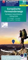 Wandelkaart Fernwanderwege Europa, Long-Distance-Paths Europe | Kompass