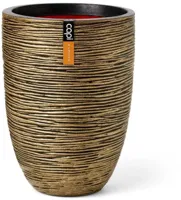 Capi nature elegant laag rib nl kunststof bloempot 46x58 cm zwart, goud