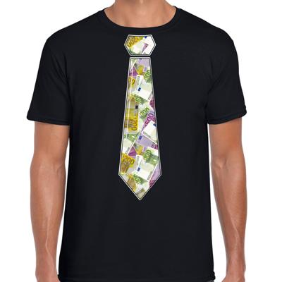 Cadeau T-shirt voor heren - geld stropdas - zwart - verjaardag