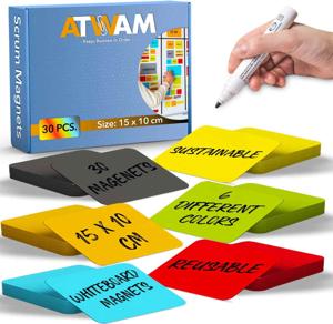 30 Scrum magneten 15x10cm voor whiteboard