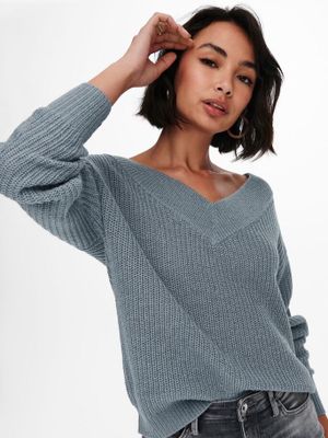 ONLY gebreide trui ONLMELTON grijsblauw ONLY gebreide trui ONLMELTON grijsblauw