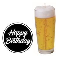 Bier fluitje kaars - H13 cm - inclusief 10x st bierviltjes - Happy Birthday - vaderdag - opa - oom Bier fluitje kaars - H13 cm - inclusief 10x st bierviltjes - Happy Birthday - vaderdag - opa - oom