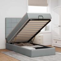 Bed met matras 90x200 cm stof lichtgrijs
