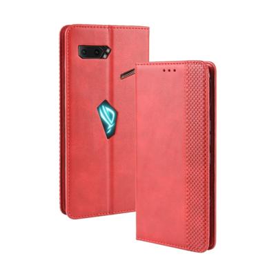 Magnetische gesp retro Crazy Horse textuur horizontale Flip lederen case voor ASUS ROG Phone II ZS660KL met houder & kaartsleuven & fotolijstjes (roo