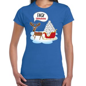 F#ck coronavirus fout Kerstshirt / outfit blauw voor dames