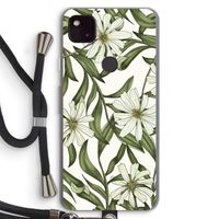 Wit bloemenpatroon: Pixel 4a 5G Transparant Hoesje met koord