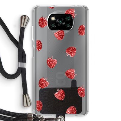 Framboosjes: Xiaomi Poco X3 NFC Transparant Hoesje met koord