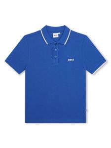 BOSS Kidswear polo en coton à logo imprimé - Bleu