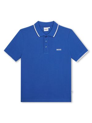 BOSS Kidswear polo en coton à logo imprimé - Bleu