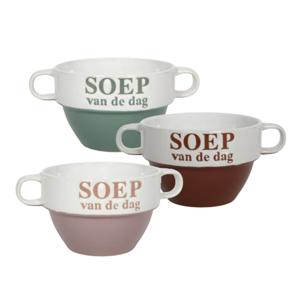 Soepkommen/schaaltjes - Soep van de dag - 9x stuks - multi kleuren - keramiek - D12 x H8 cm