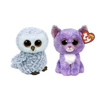 Ty - Knuffel - Beanie Boo's - Owlette Owl & Cassidy Cat - thumbnail