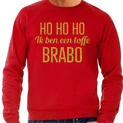 Foute kersttrui/sweater voor heren - Hohoho toffe Brabo - rood - glitter goud