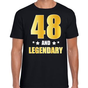 48 and legendary verjaardag cadeau t-shirt goud 48 jaar zwart voor heren