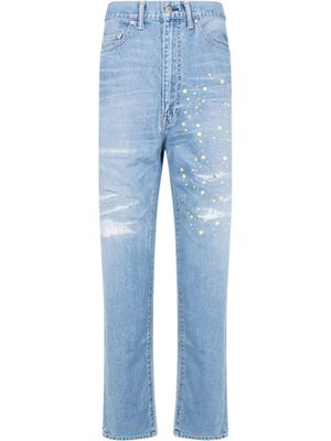 A BATHING APE® x Kid Cudi jean droit à effet usé - Bleu
