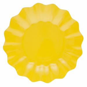 Feestbordjes met schulprand - 8x - geel - rond - karton - 27cm