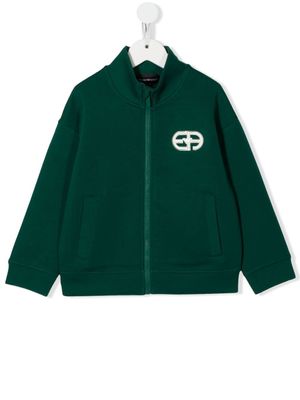 Emporio Armani Kids cardigan à logo imprimé - Vert