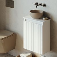 Fontana Bano toiletmeubel ribbelfront mat wit 40x22cm met waskom in taupe - thumbnail