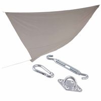 Schaduwdoek/zonnescherm driehoek grijs 3,6 x 3,6 x 3,6 meter met ophanghaken - Schaduwdoeken