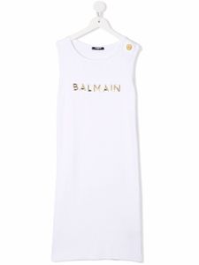 Balmain Kids robe-débardeur à logo poitrine - Blanc