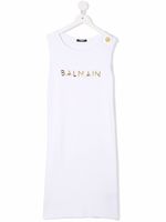 Balmain Kids robe-débardeur à logo poitrine - Blanc