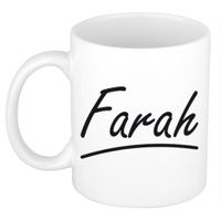 Naam cadeau mok / beker Farah met sierlijke letters 300 ml - thumbnail