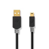 Kabel USB 2.0 | A male - Mini 5-pins male | 2,0 m | Antraciet