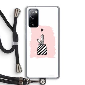 Zwart-wit cactus: Samsung Galaxy S20 FE / S20 FE 5G Transparant Hoesje met koord
