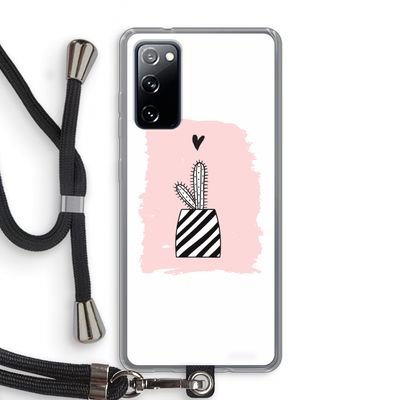 Zwart-wit cactus: Samsung Galaxy S20 FE / S20 FE 5G Transparant Hoesje met koord