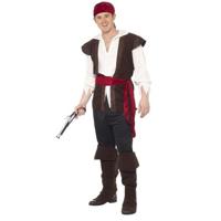 Carnaval verkleedkleding kostuum piraat/piraten - zwart/rood - heren - 5 delig - thumbnail