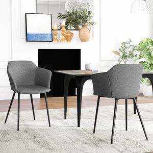 Fauteuil Set van 2 Gestoffeerde Lounge Fauteuil Zithoogte 46 cm 4 Metalen Poten voor Woonkamer Eetkamer Laadvermogen 150 KG Grijs