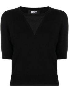 DKNY pull crop à col v - Noir