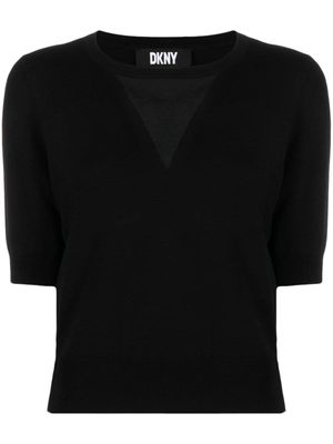 DKNY pull crop à col v - Noir
