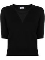 DKNY pull crop à col v - Noir