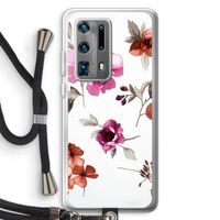 Geschilderde bloemen: Huawei P40 Pro Plus Transparant Hoesje met koord
